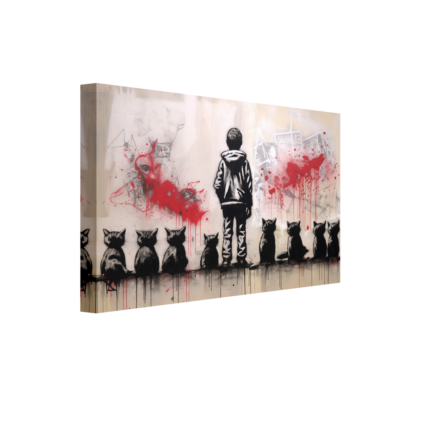 Kind mit Katzen - Banksy Street-Art Style (STREET19)