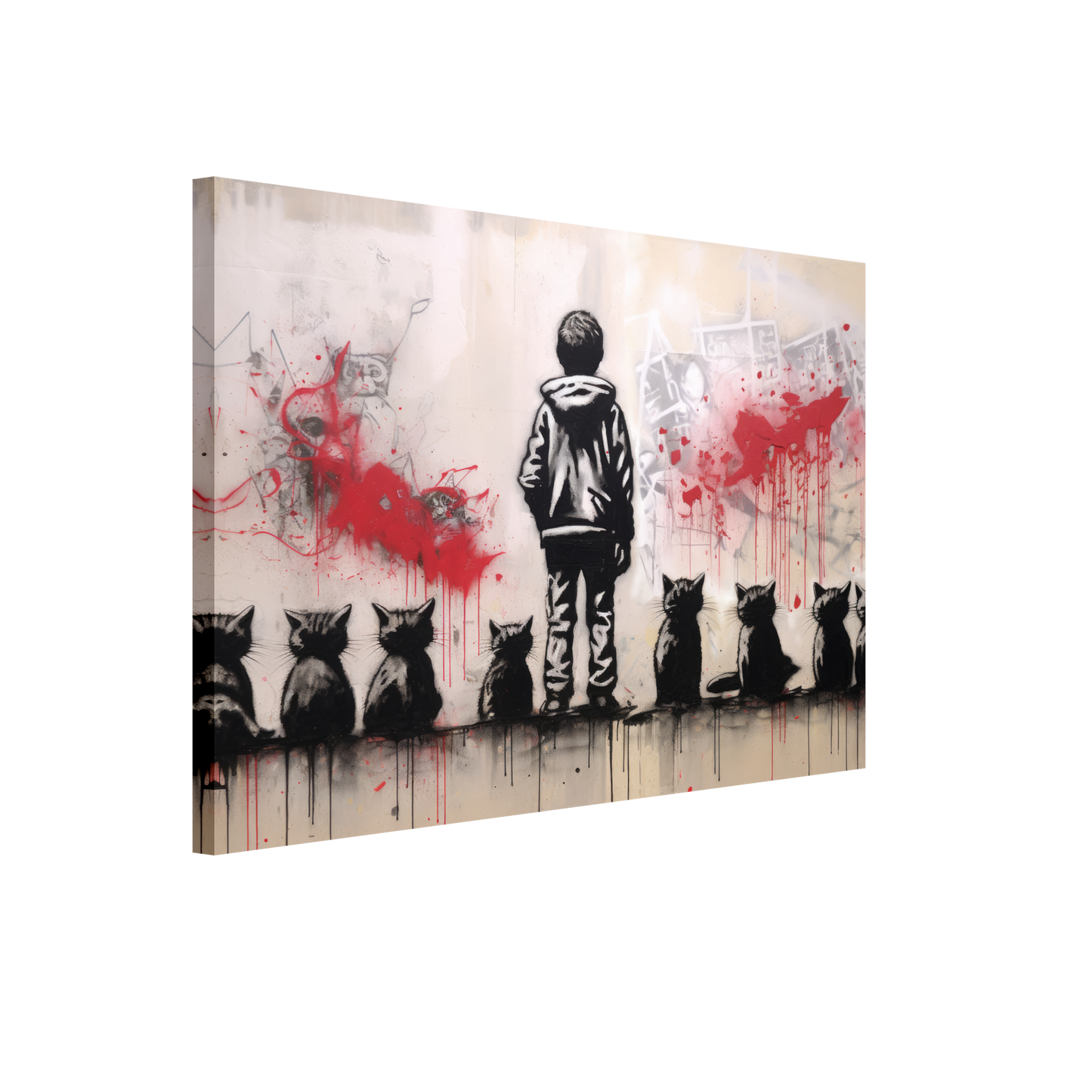 Kind mit Katzen - Banksy Street-Art Style (STREET19)