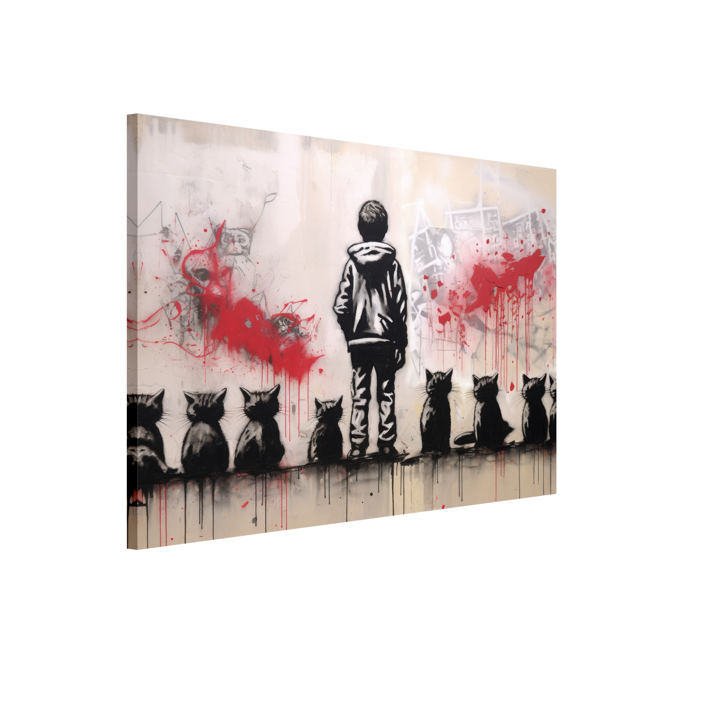 Kind mit Katzen - Banksy Street-Art Style (STREET19)