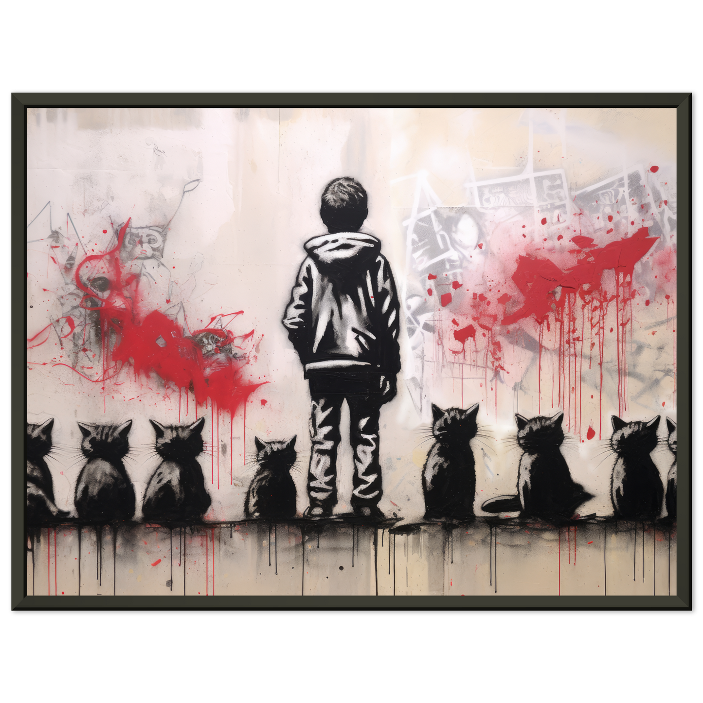 Kind mit Katzen - Banksy Street-Art Style (STREET19)
