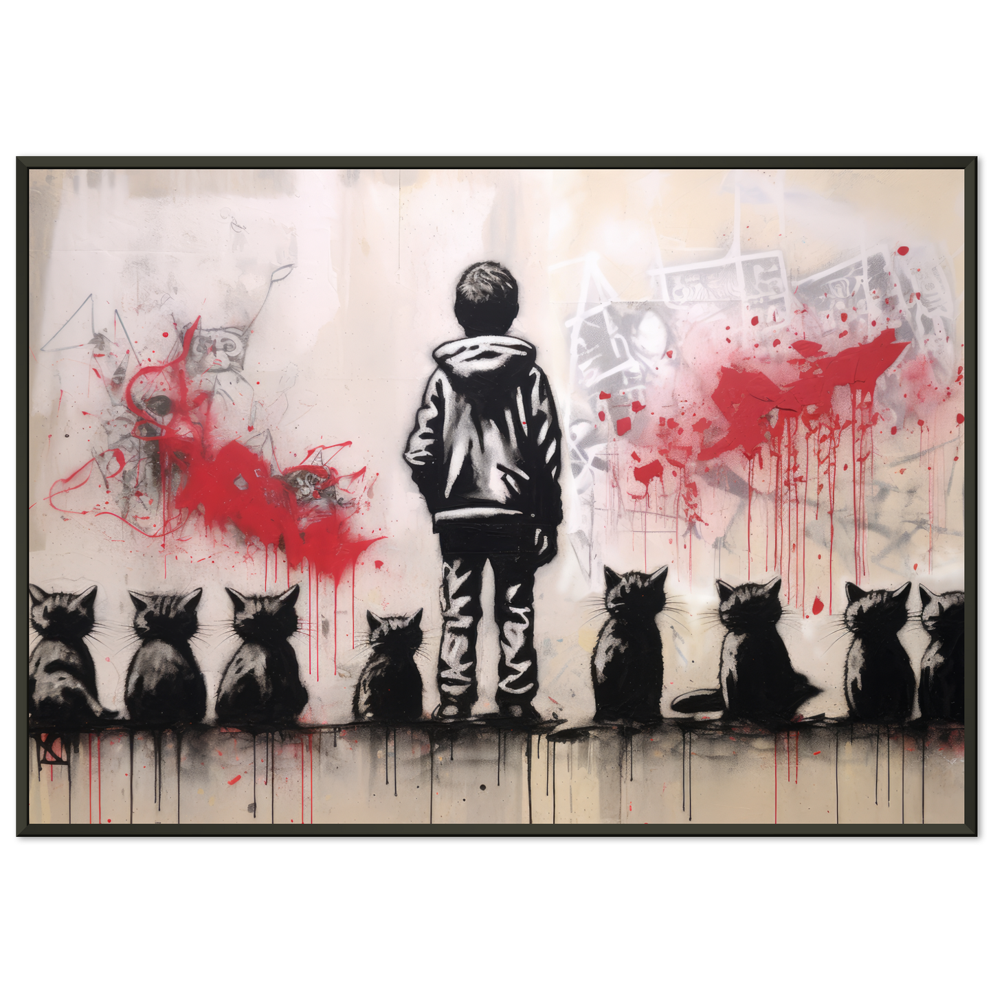 Kind mit Katzen - Banksy Street-Art Style (STREET19)