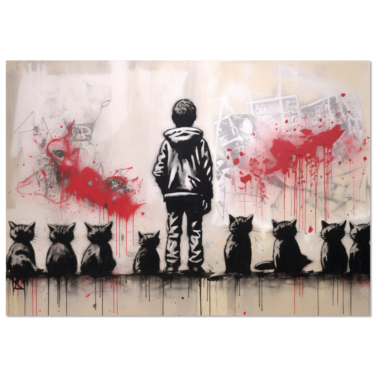 Kind mit Katzen - Banksy Street-Art Style (STREET19)