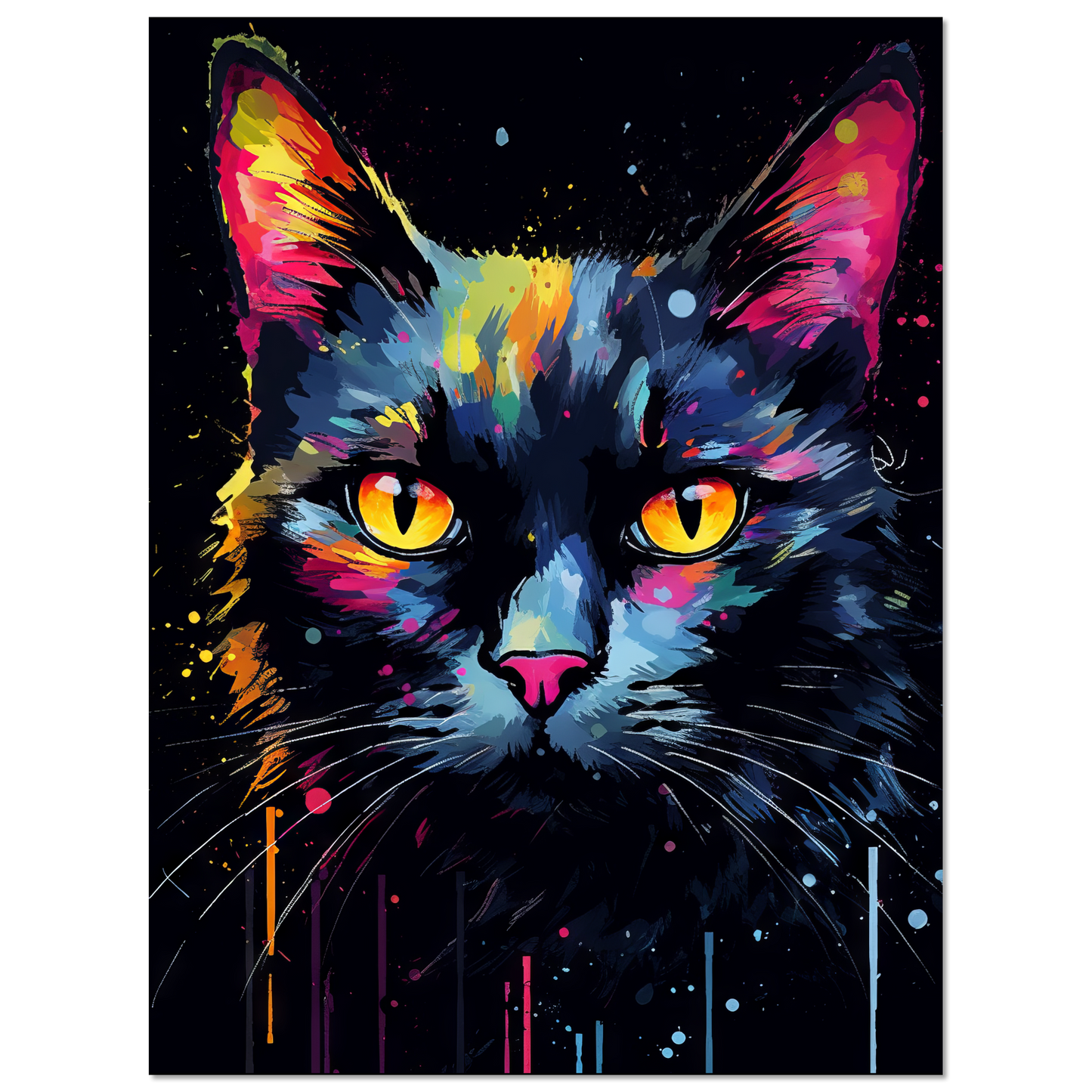 Katze Schwarz Pop-Art (CAT42)