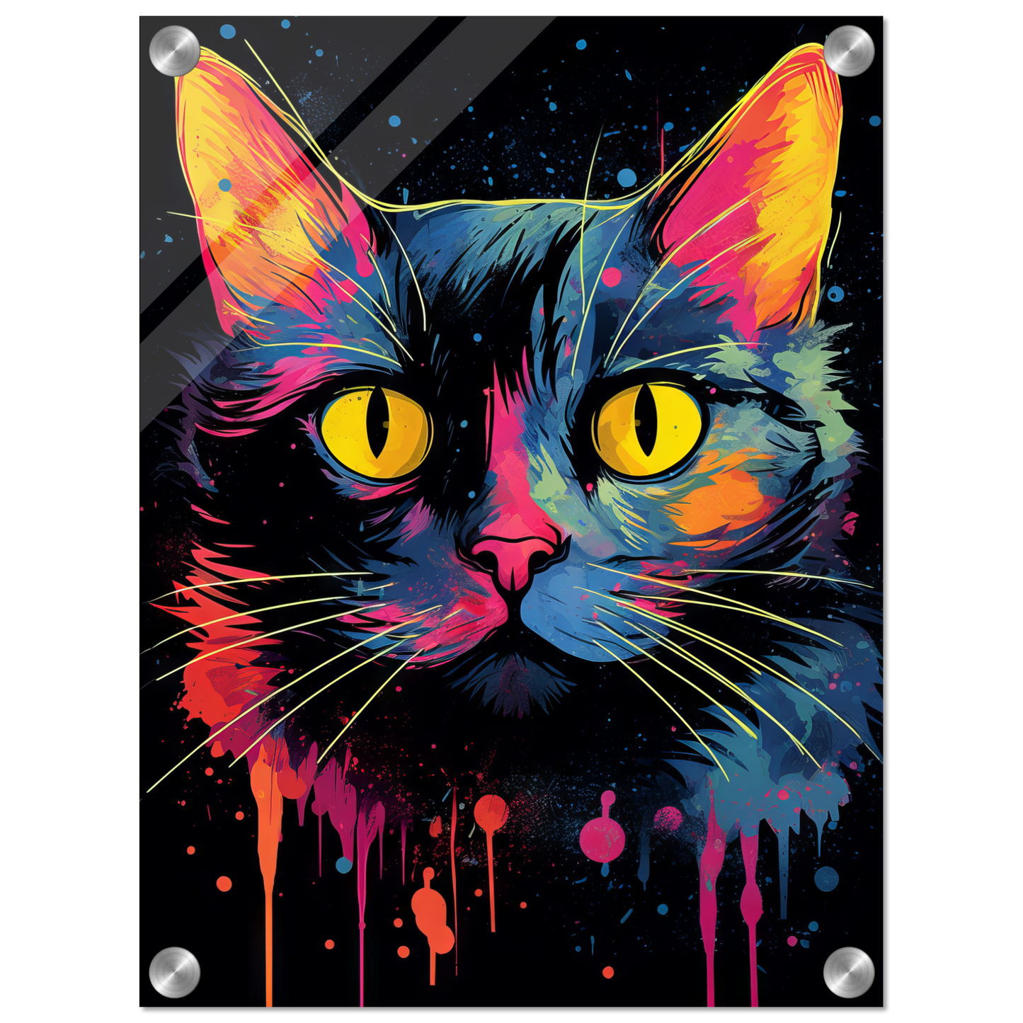 Katze Schwarz Pop-Art (CAT43)