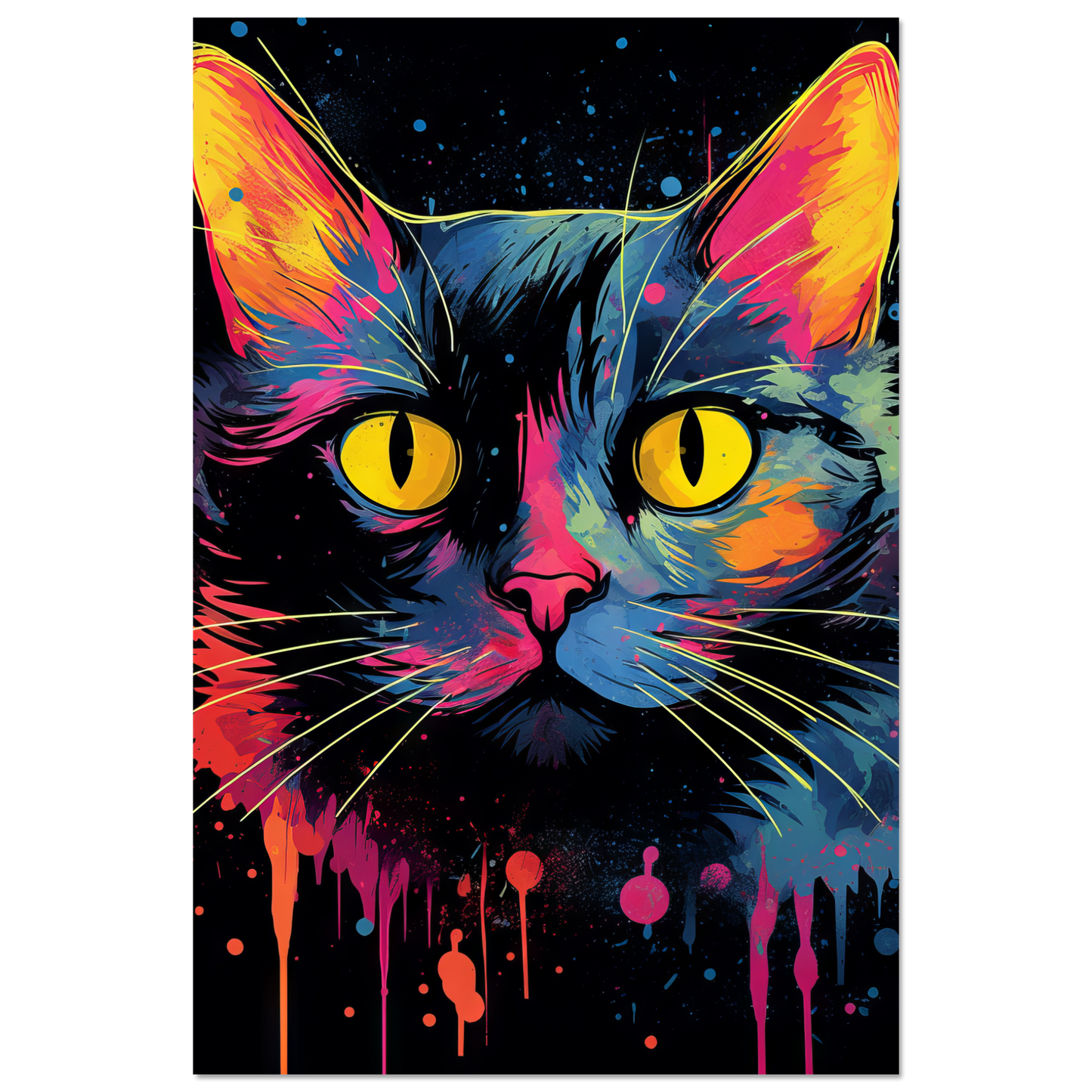 Katze Schwarz Pop-Art (CAT43)