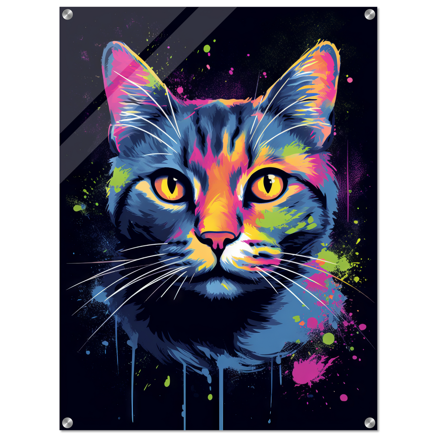 Katze Grau Getigert Pop-Art (CAT45)
