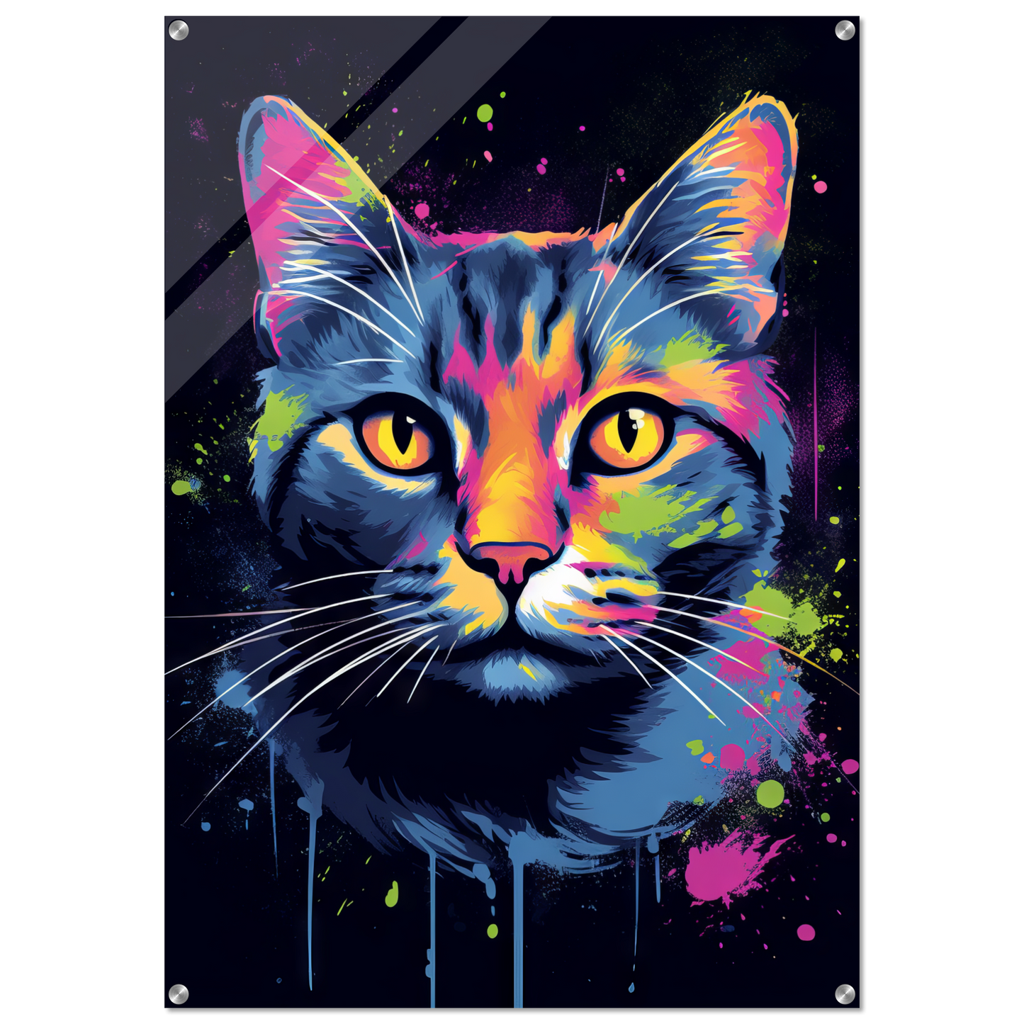Katze Grau Getigert Pop-Art (CAT45)