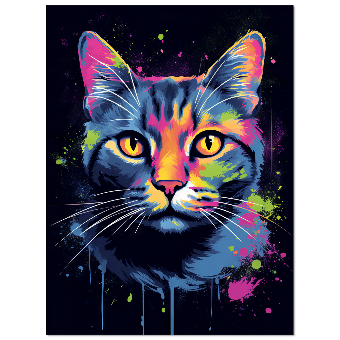 Katze Grau Getigert Pop-Art (CAT45)