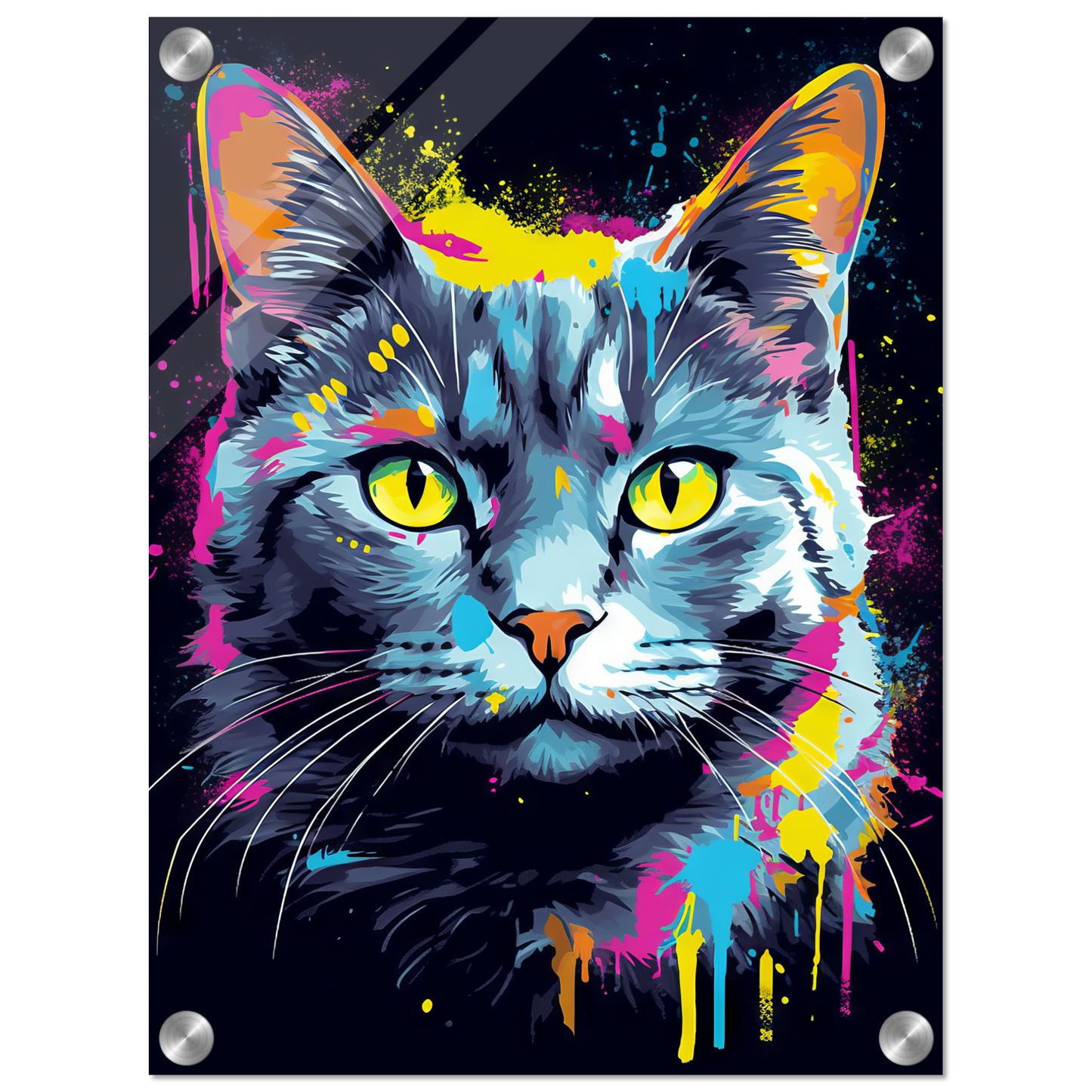 Cat Gray Mackerel Pop Art (CAT46)