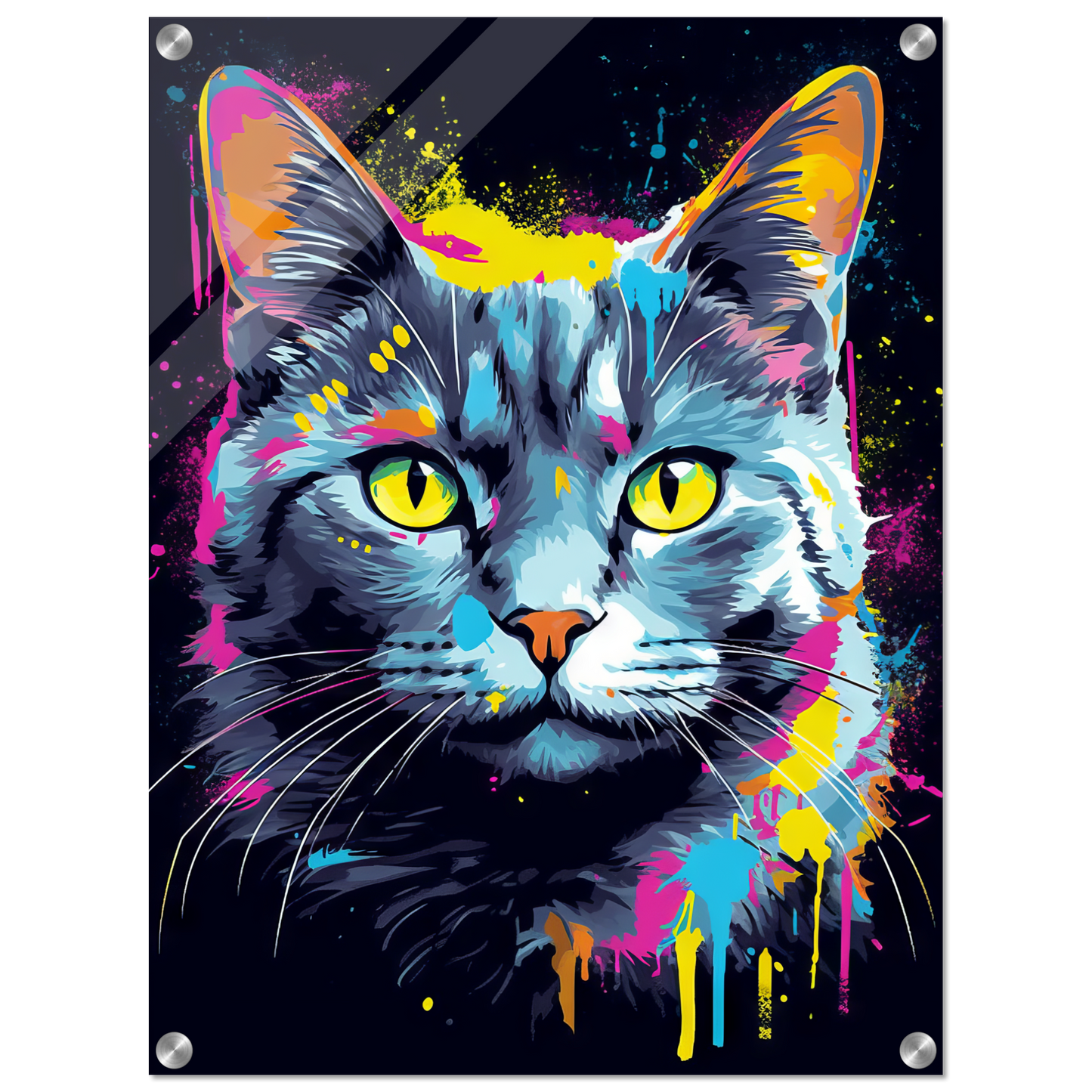 Cat Gray Mackerel Pop Art (CAT46)