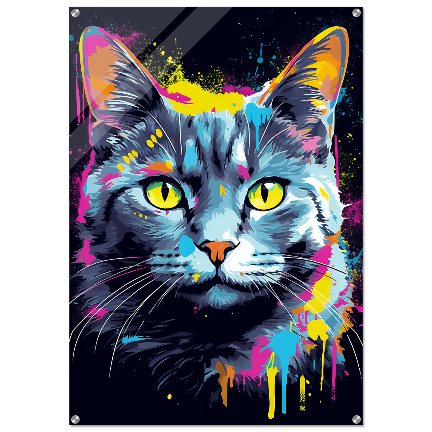 Cat Gray Mackerel Pop Art (CAT46)