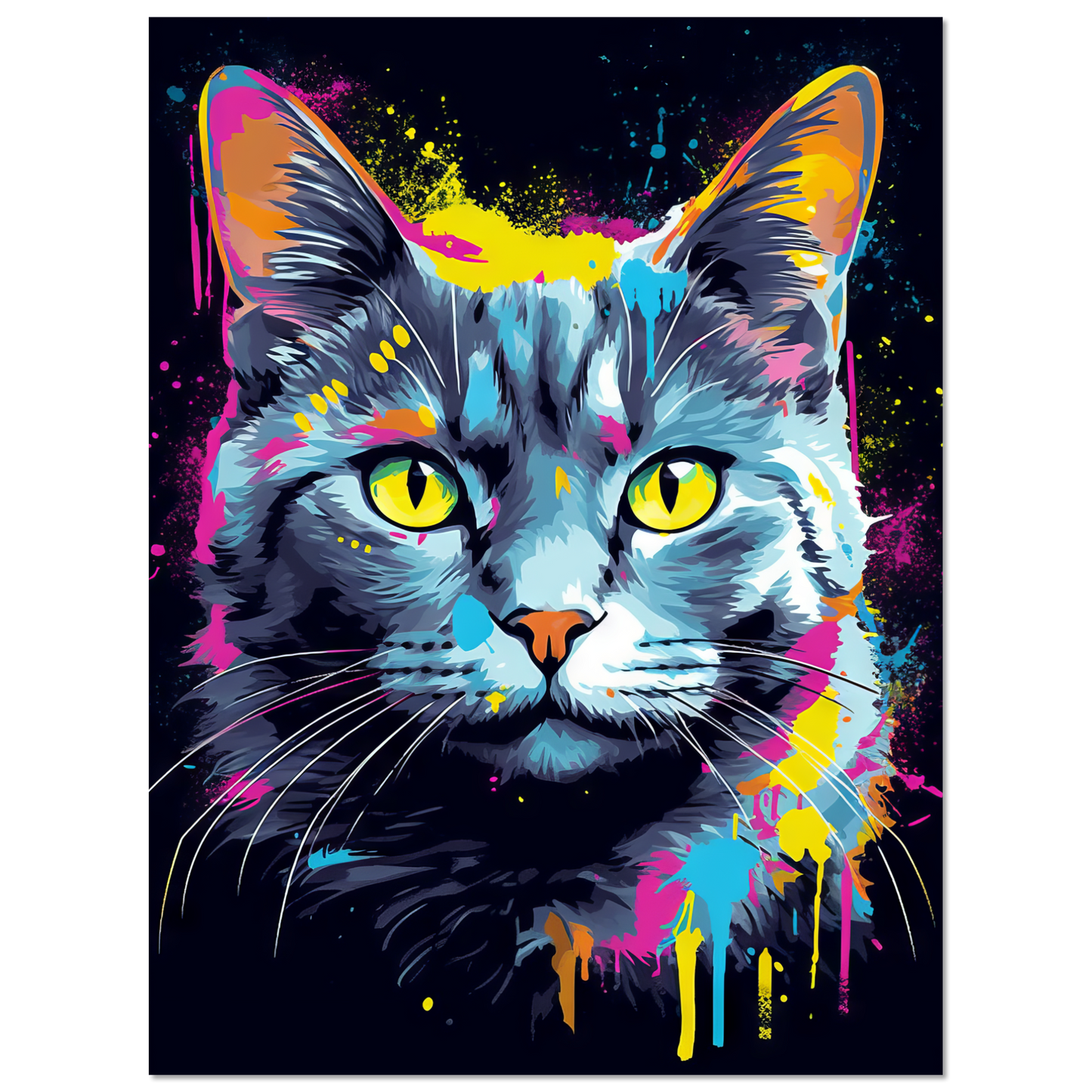Cat Gray Mackerel Pop Art (CAT46)