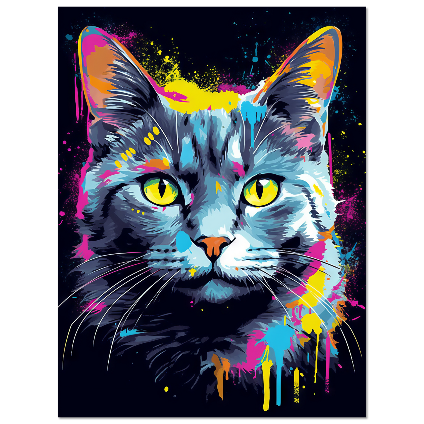 Cat Gray Mackerel Pop Art (CAT46)