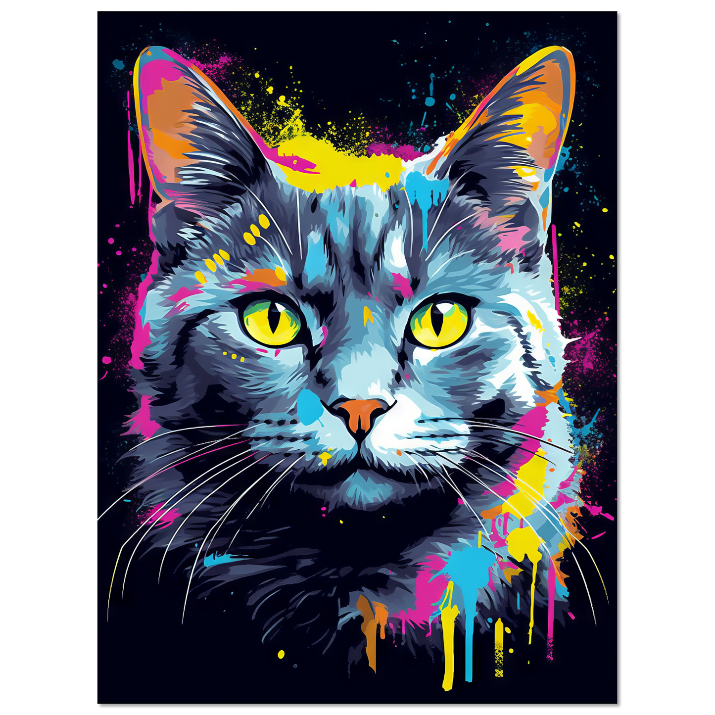 Cat Gray Mackerel Pop Art (CAT46)