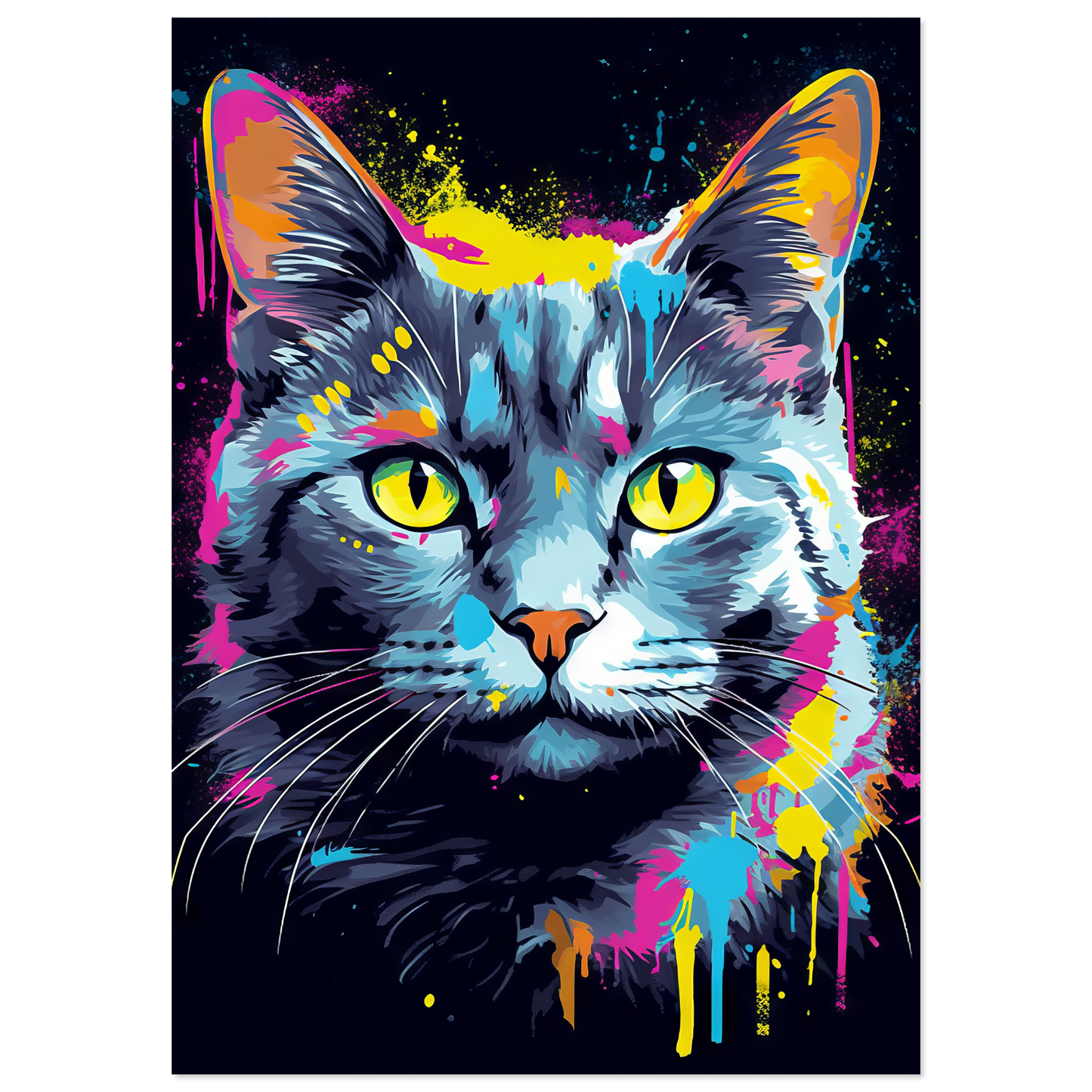 Cat Gray Mackerel Pop Art (CAT46)