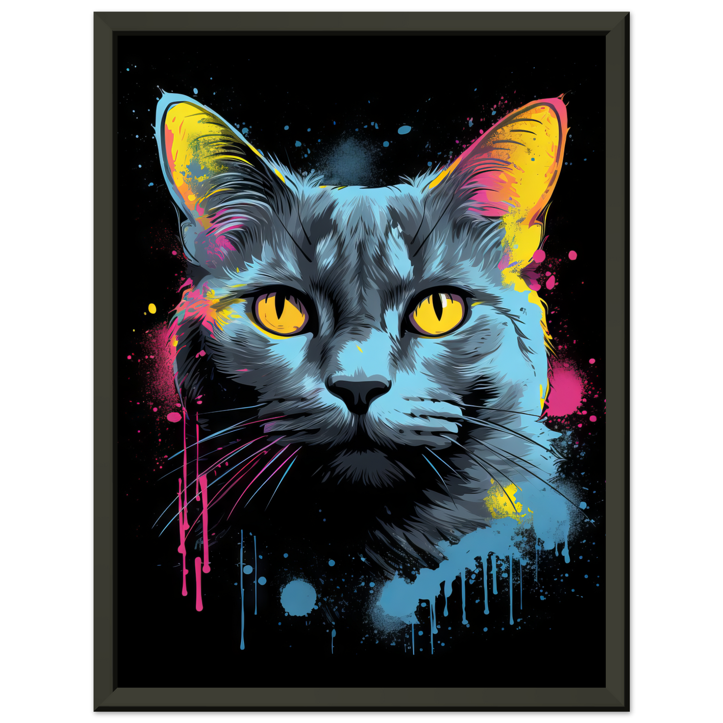 Katze Grau Getigert Pop-Art (CAT47)
