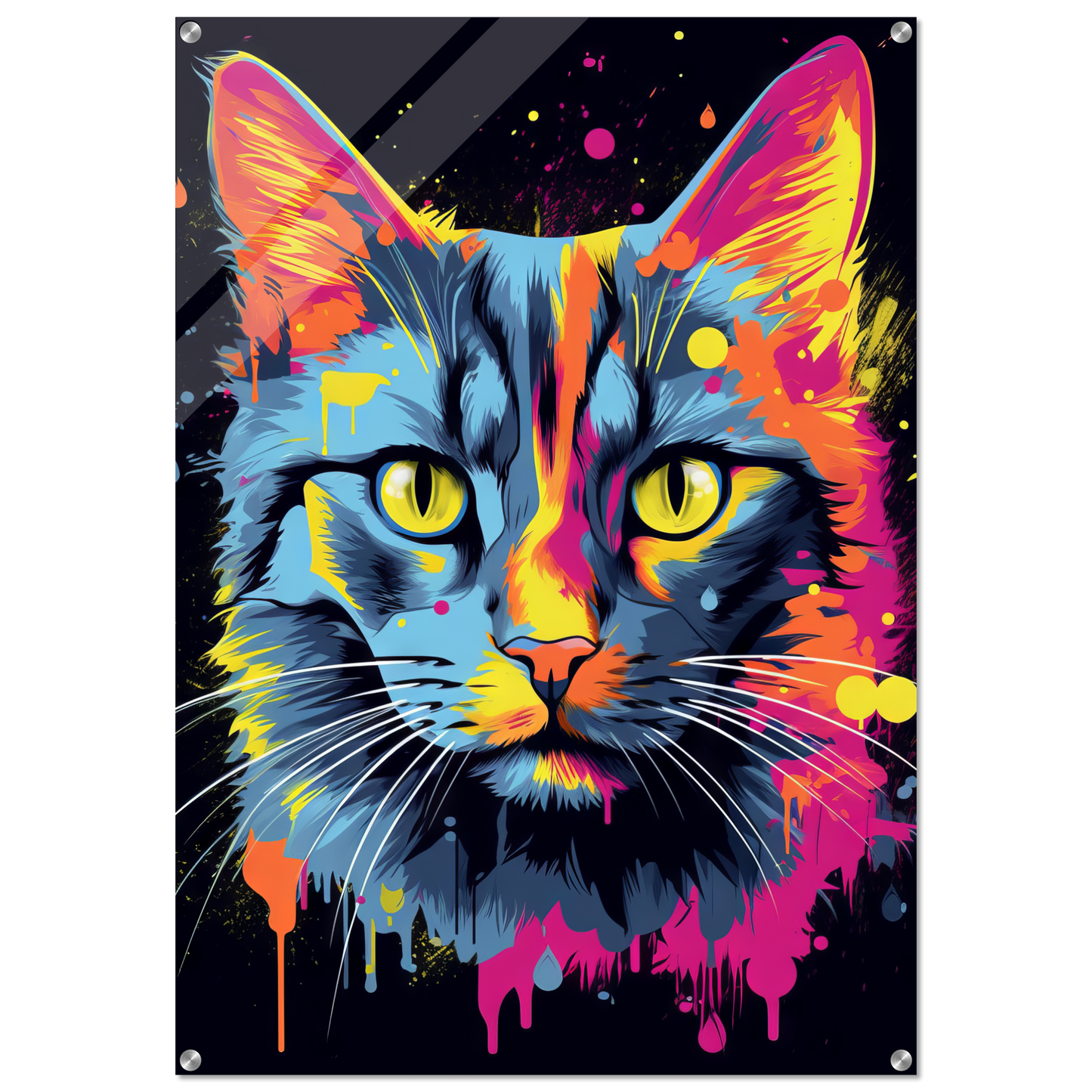 Katze Grau Getigert Pop-Art (CAT48)
