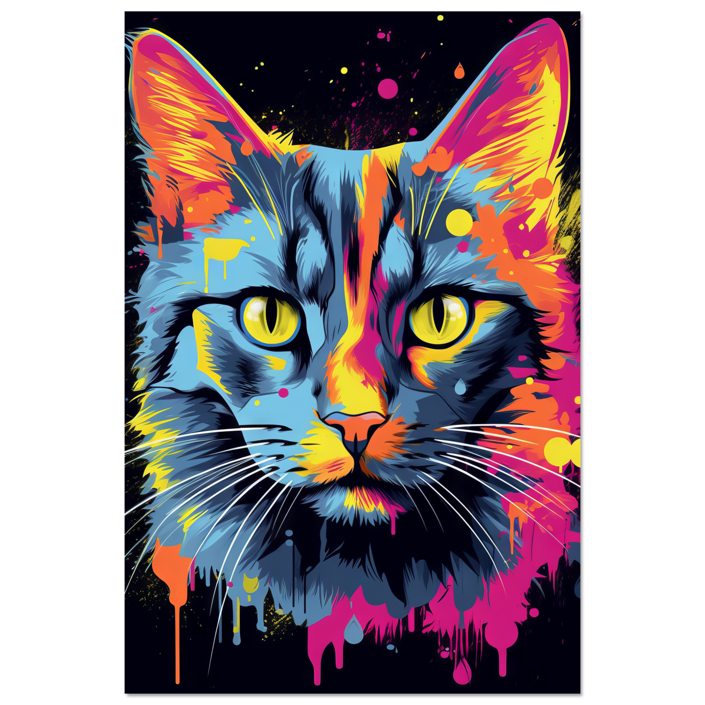 Katze Grau Getigert Pop-Art (CAT48)