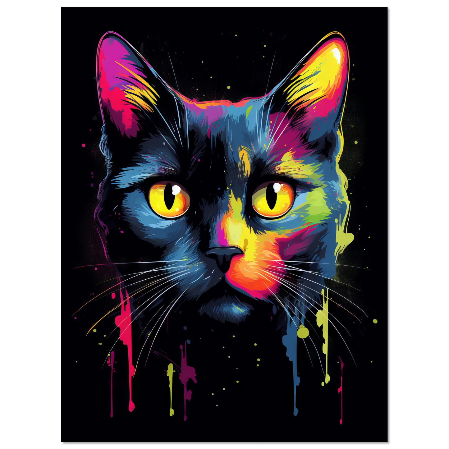 Katze Schwarz (Pop-Art) (CAT91)