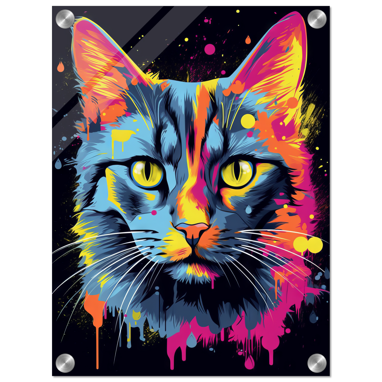 Cat gray mackerel pop art (CAT94)