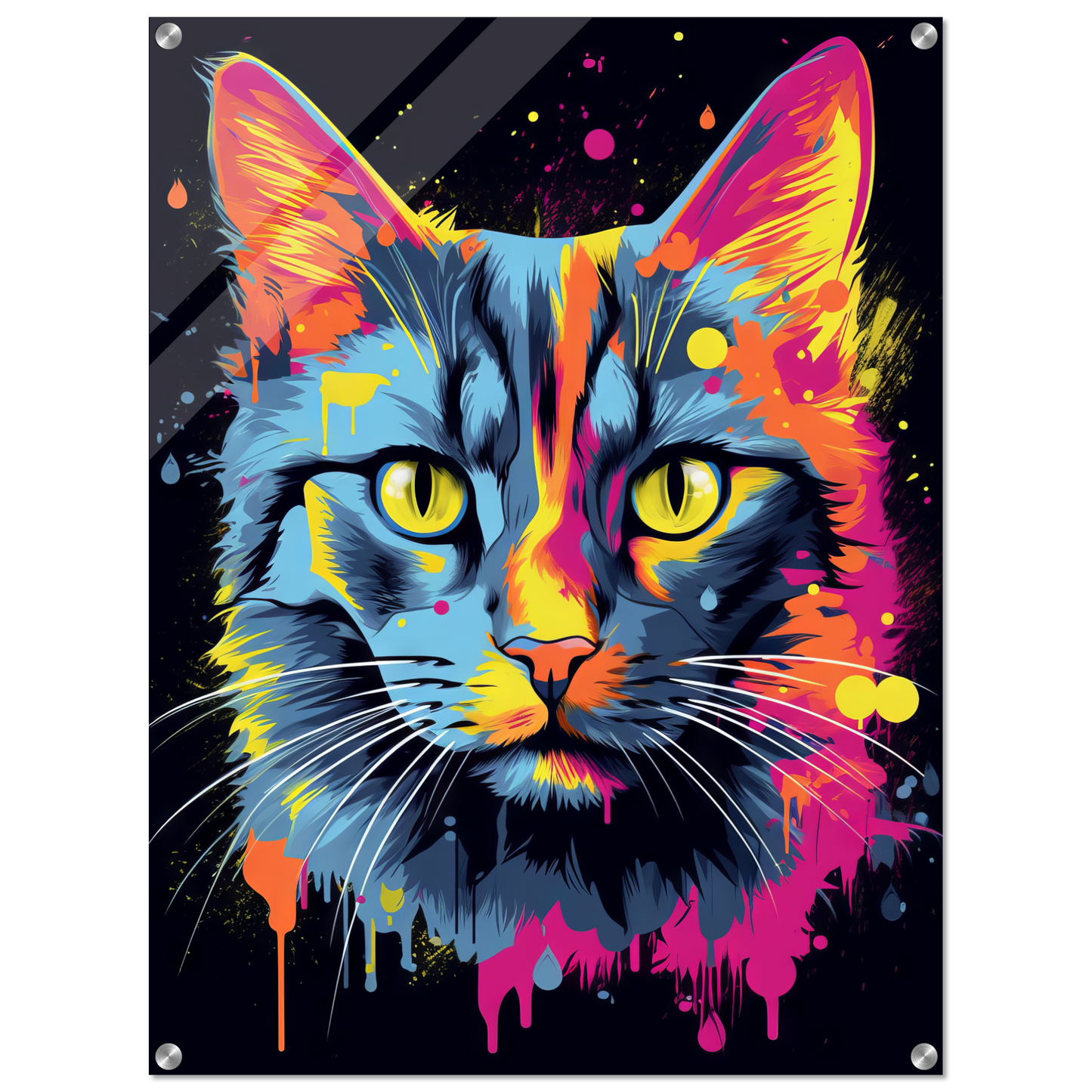 Cat gray mackerel pop art (CAT94)