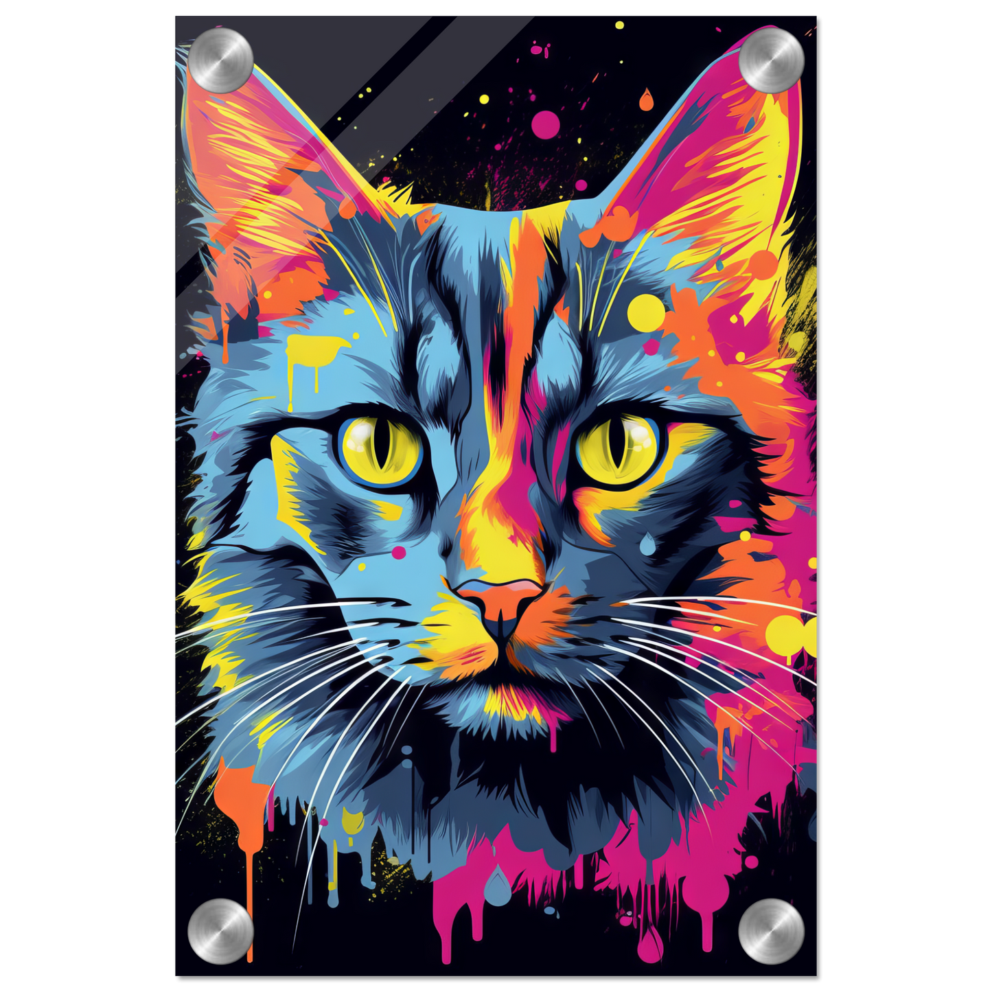 Cat gray mackerel pop art (CAT94)