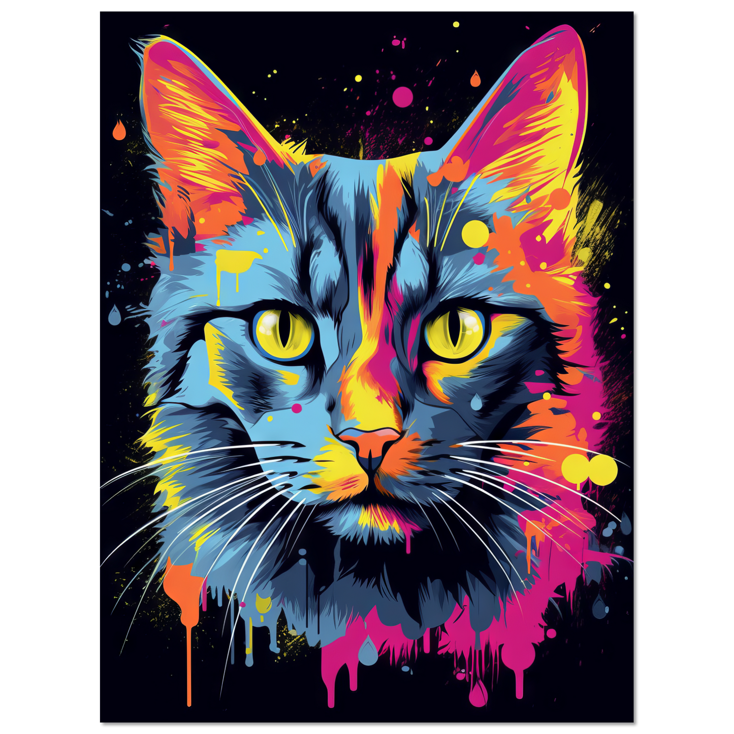 Cat gray mackerel pop art (CAT94)