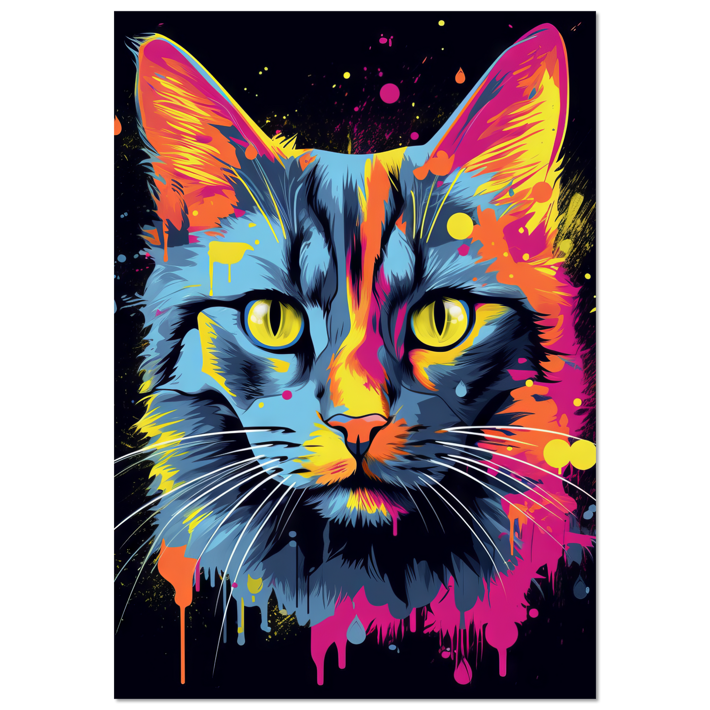 Cat gray mackerel pop art (CAT94)