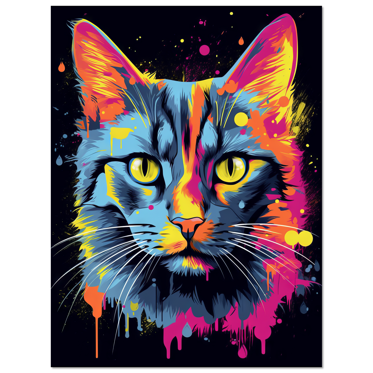 Cat gray mackerel pop art (CAT94)
