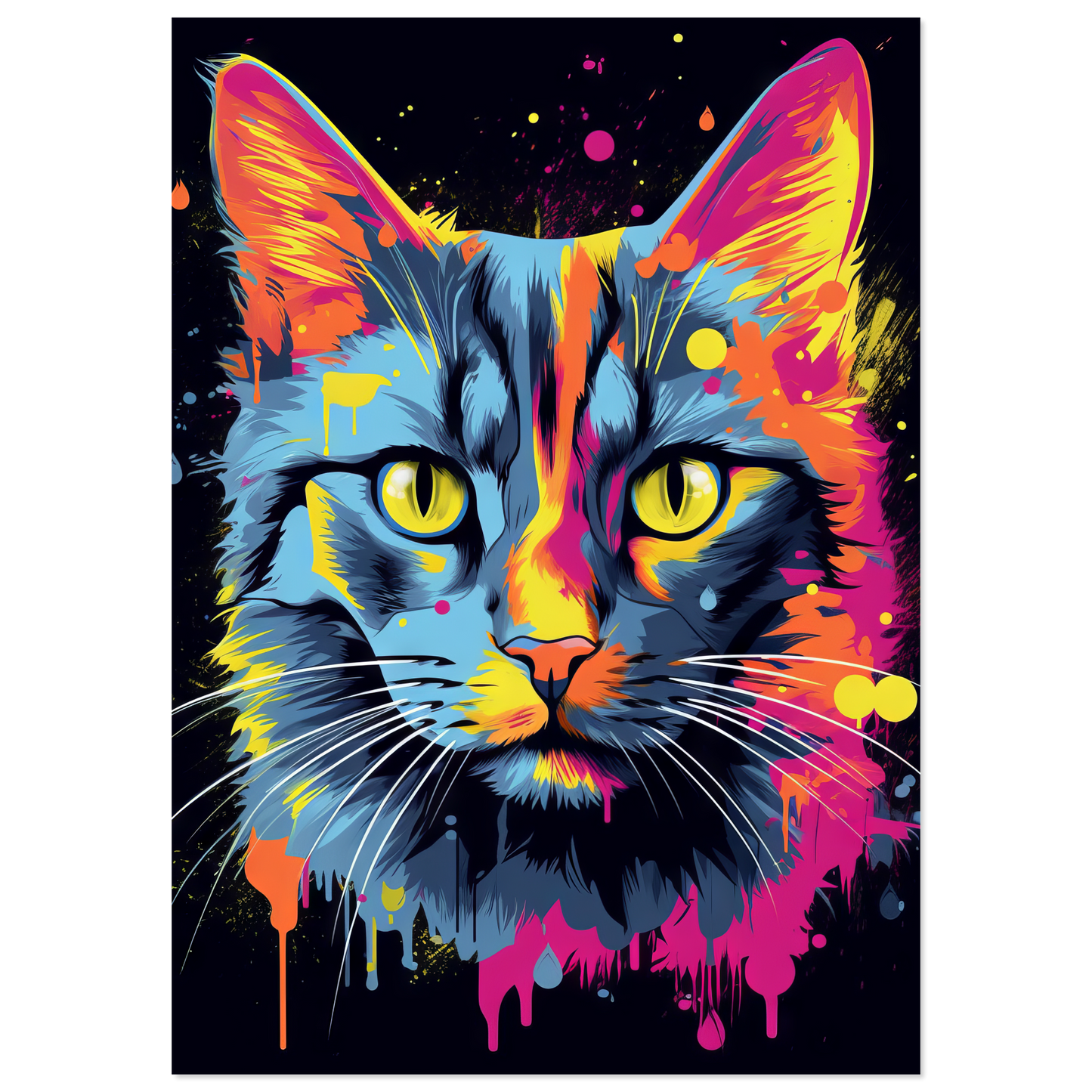 Cat gray mackerel pop art (CAT94)