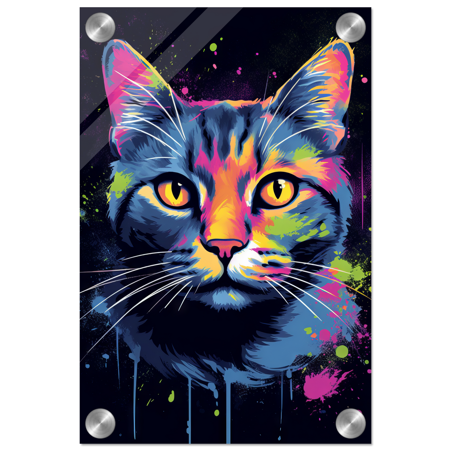 Cat gray mackerel pop art (CAT95)