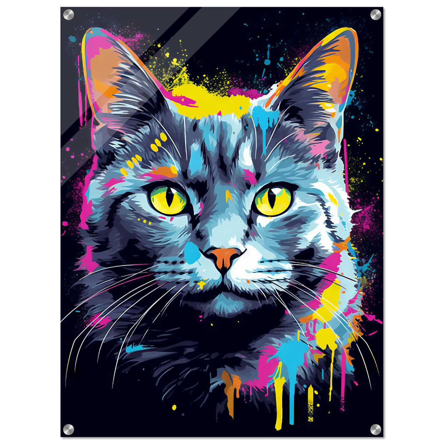 Cat gray mackerel pop art (CAT96)