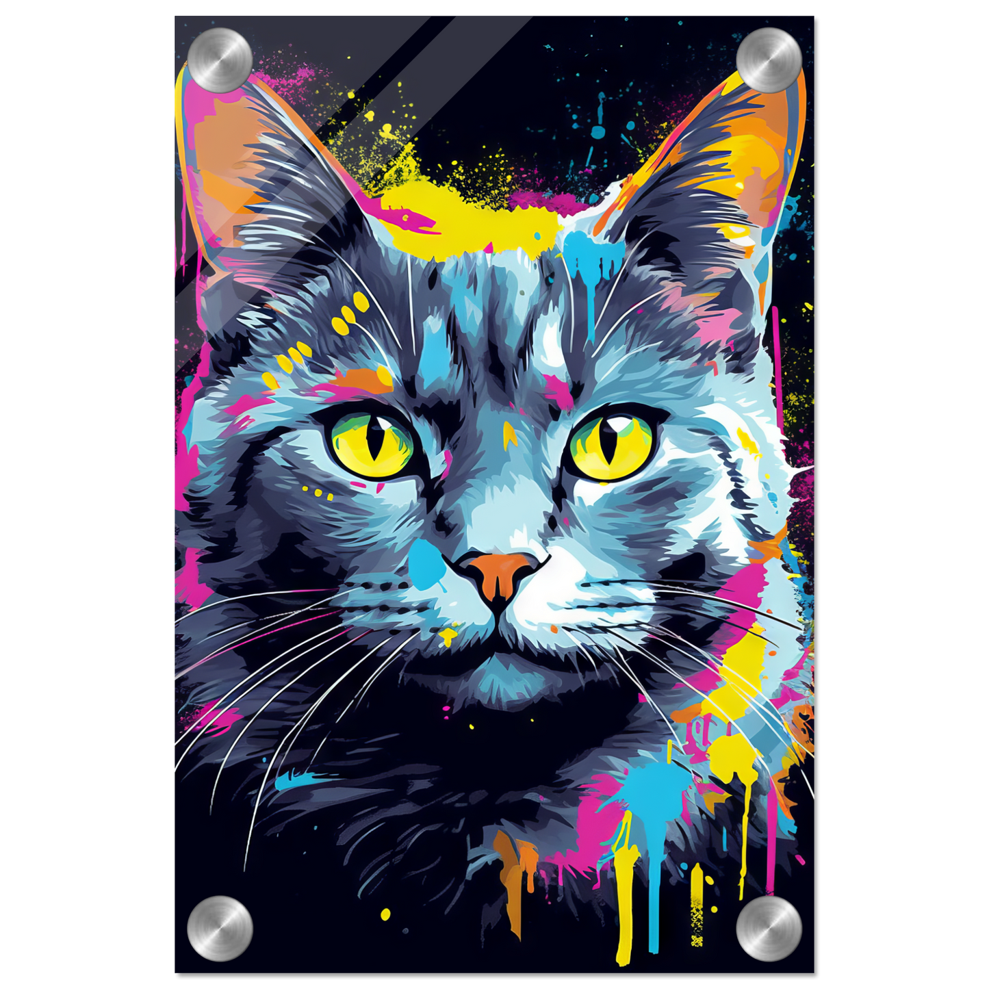 Cat gray mackerel pop art (CAT96)