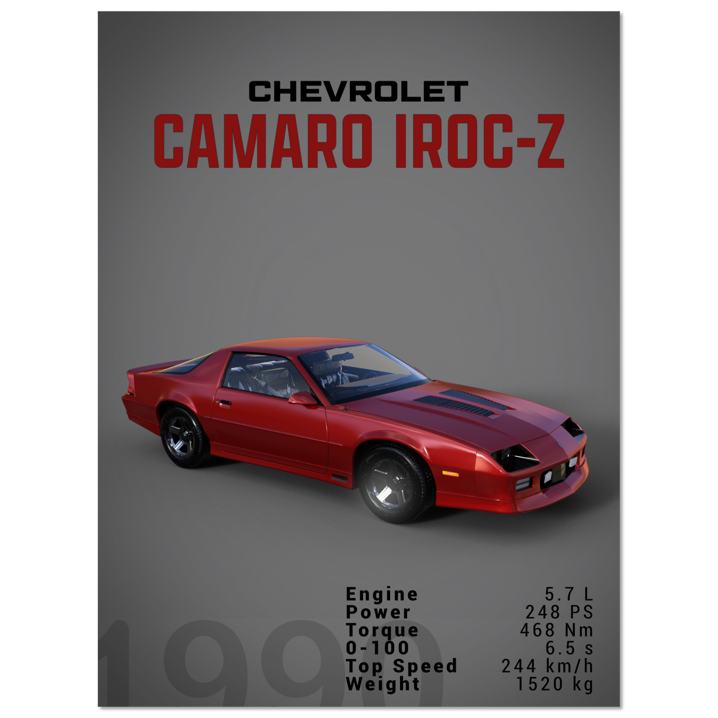 Chevorlet Camaro Iroc-Z 1990 (CHEVY12D)