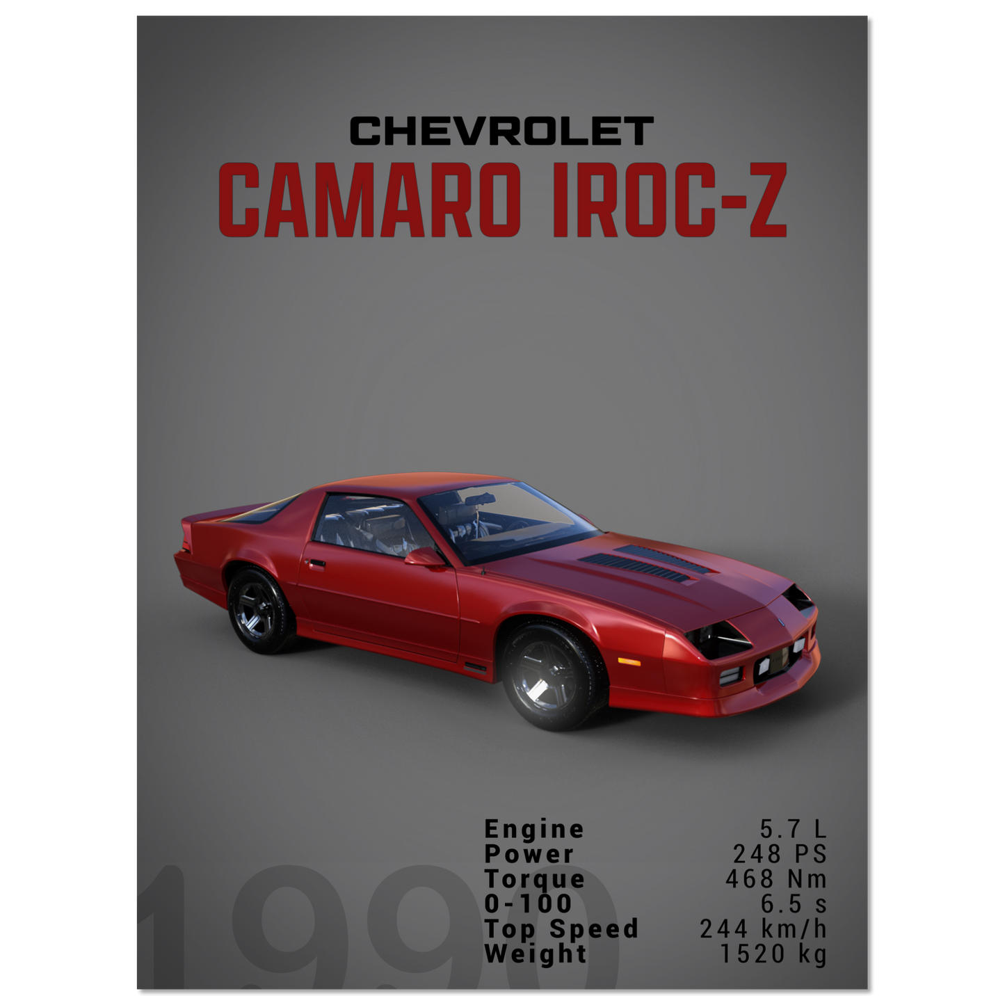 Chevorlet Camaro Iroc-Z 1990 (CHEVY12D)