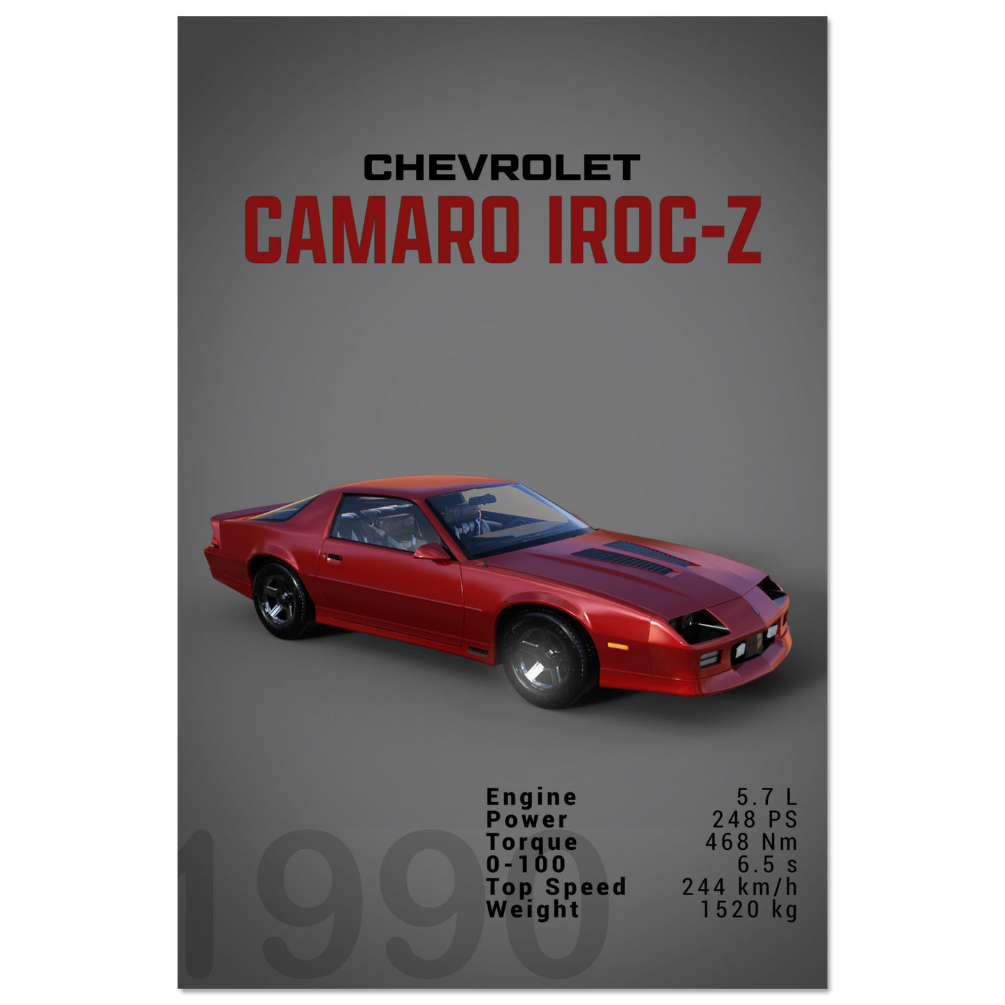 Chevorlet Camaro Iroc-Z 1990 (CHEVY12D)