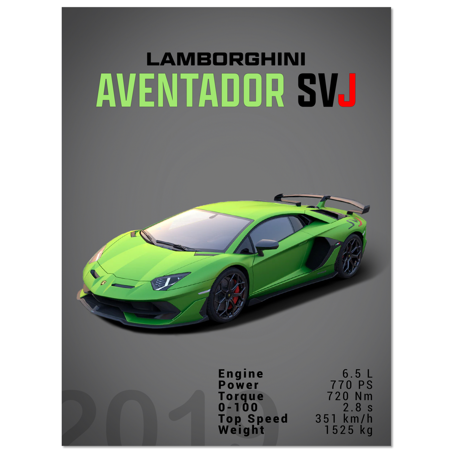 Lamborghini Aventador 2019 Aventador SVJ (LAMBO12D)