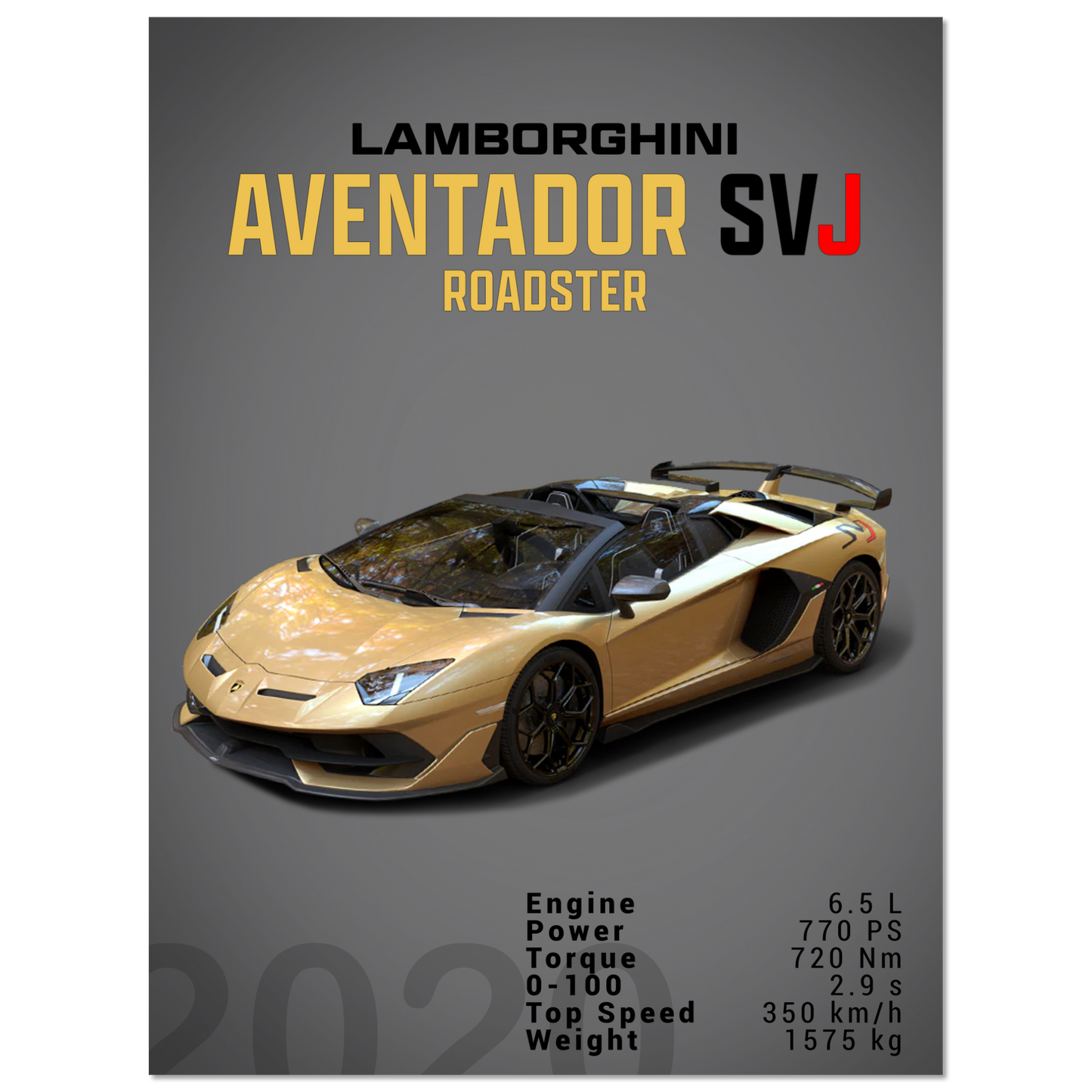 Lamborghini Aventador 2020 Aventador SVJ Roadster (LAMBO13D)