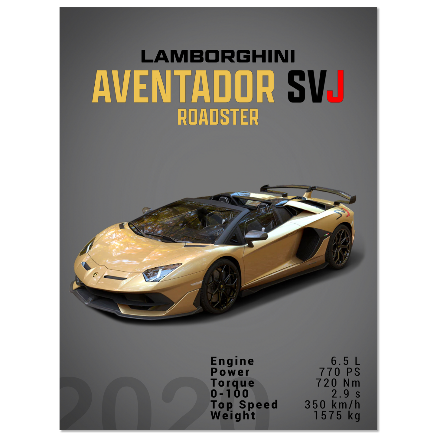 Lamborghini Aventador 2020 Aventador SVJ Roadster (LAMBO13D)