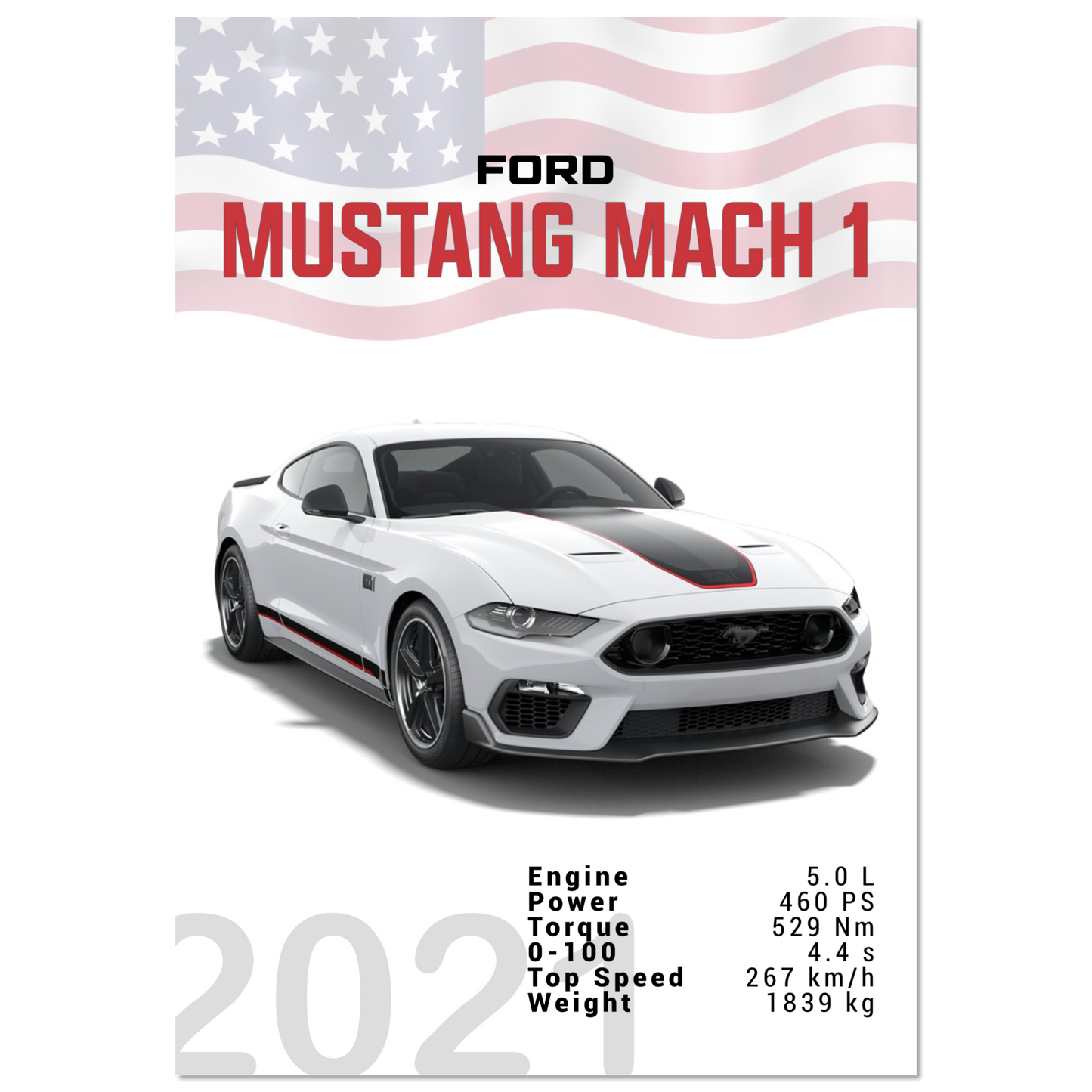 Ford Mustang 2021 S550 Mach 1 weiß (MUSTANG20)