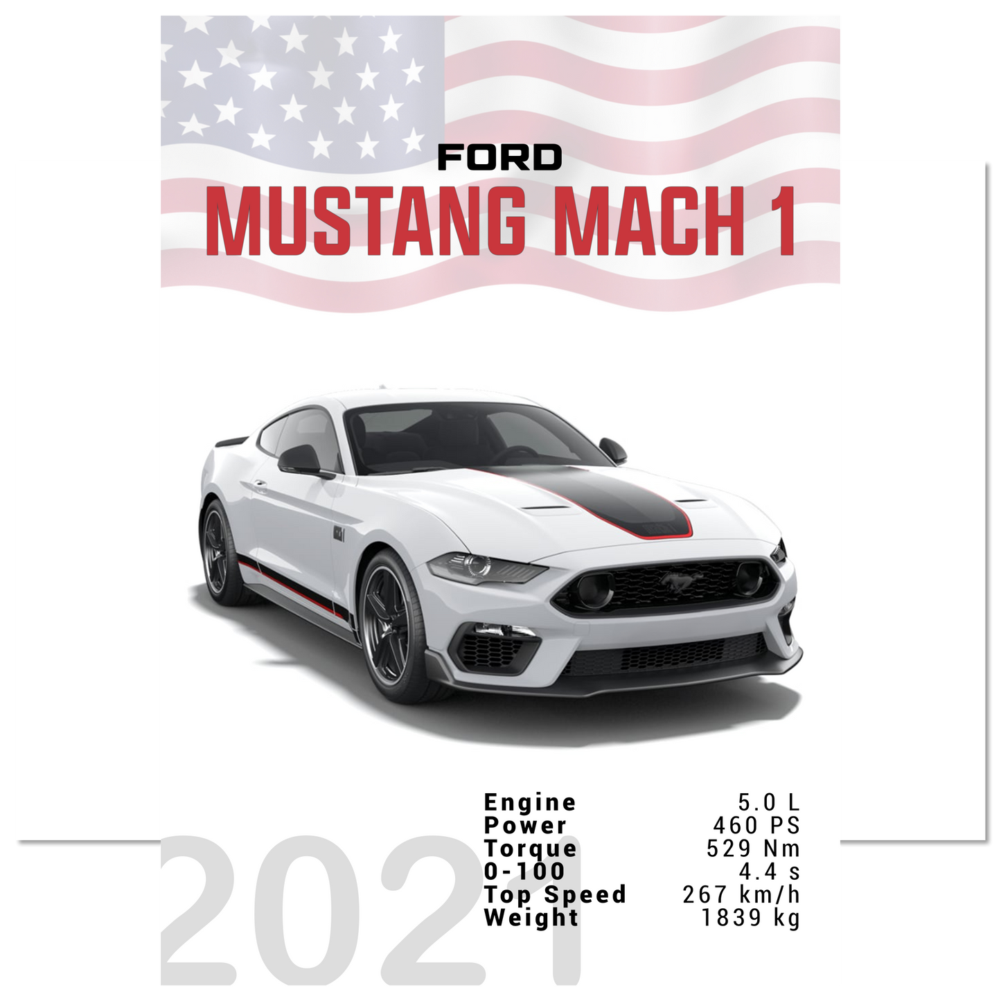 Ford Mustang 2021 S550 Mach 1 weiß (MUSTANG20)