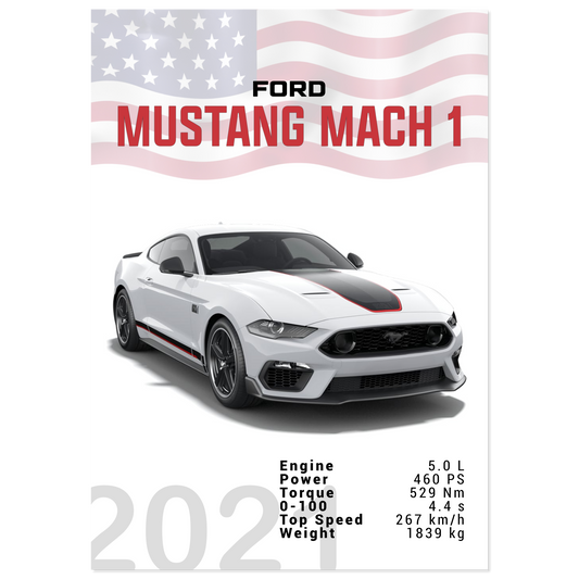 Ford Mustang 2021 S550 Mach 1 white (MUSTANG20)