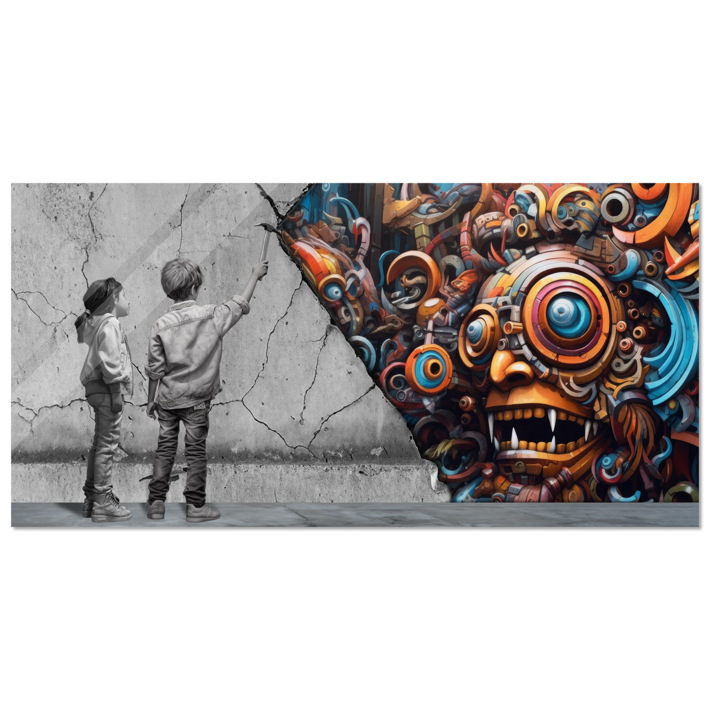 Reveal the Robomonster behind Wall - Panorama (WIDE03)