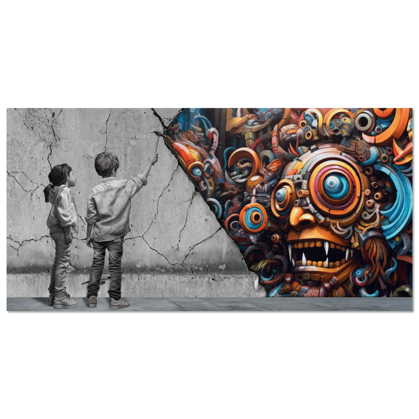 Reveal the Robomonster behind Wall - Panorama (WIDE03)