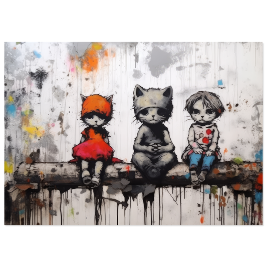 Katzen Kinder - Banksy Street-Art Style (STREET05)