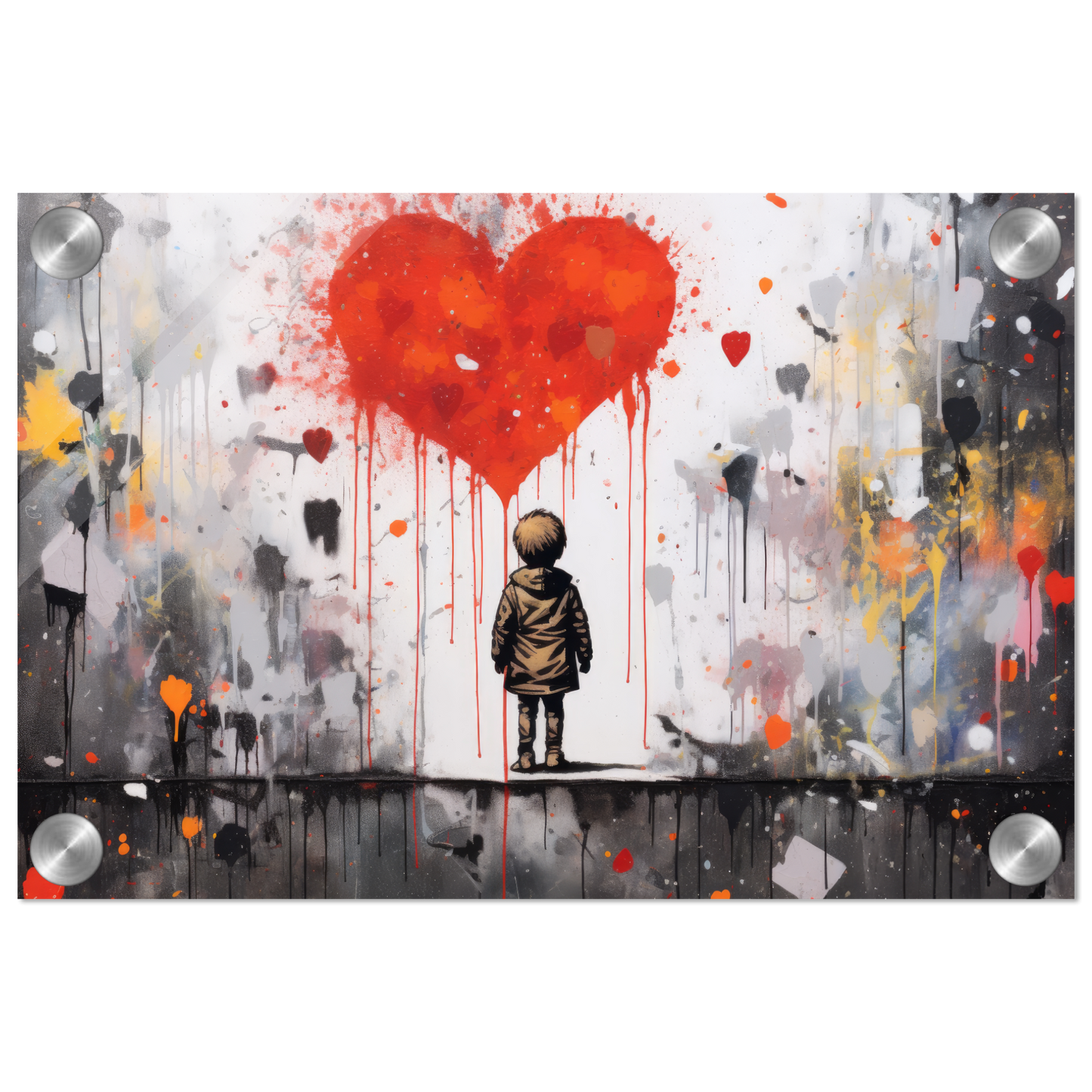 Child in front of heart - Banksy Street Art Style (STREET13)