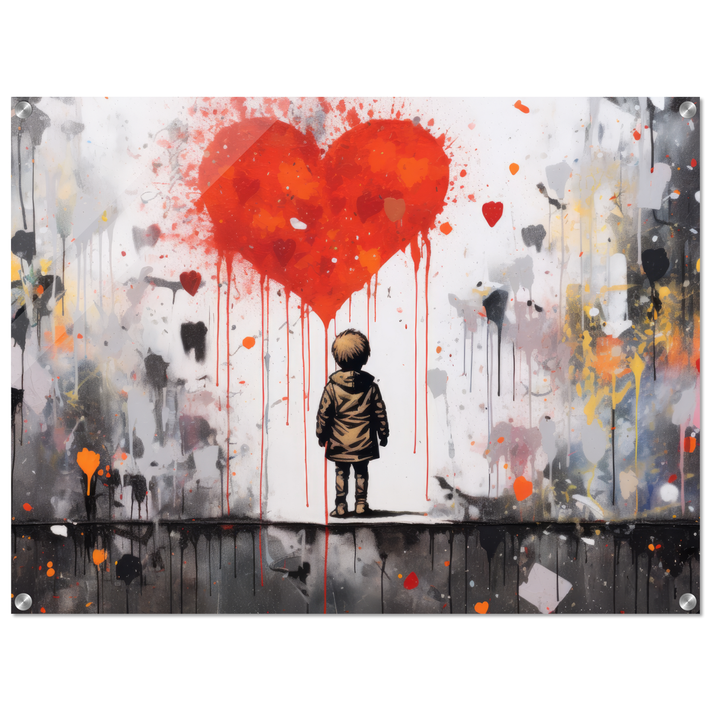 Child in front of heart - Banksy Street Art Style (STREET13)