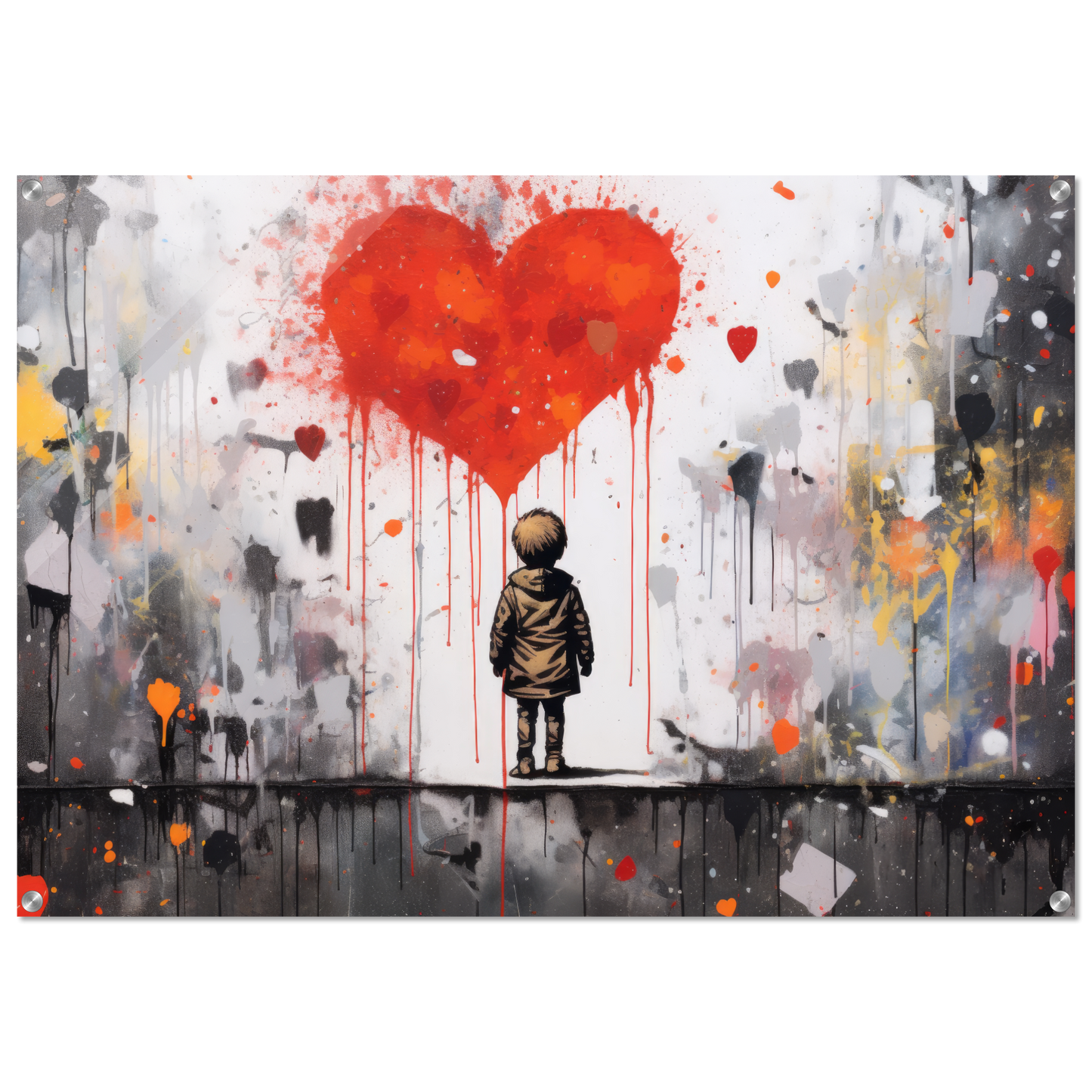 Child in front of heart - Banksy Street Art Style (STREET13)