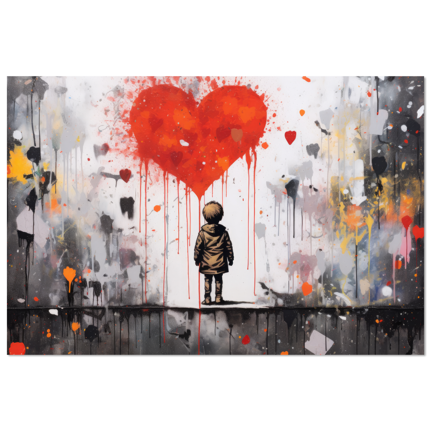 Child in front of heart - Banksy Street Art Style (STREET13)