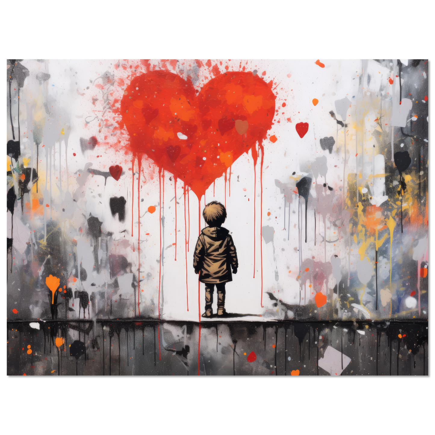 Child in front of heart - Banksy Street Art Style (STREET13)